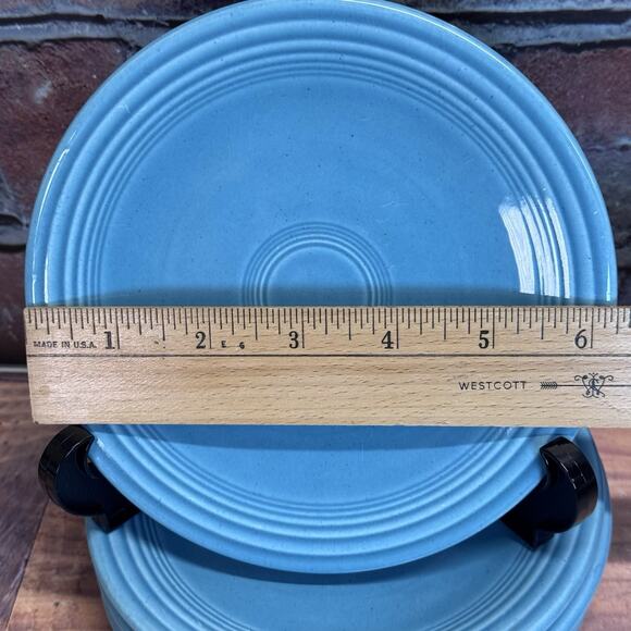 Set of 5 Fiestaware Bread Side Plates Turquoise Blue Homer Laughlin Vtg Stamp - Picture 3 of 6